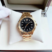 Shop Authentic Versace Hellenyium Quartz Black Dial Gold Steel Strap Watch For Men - VE3A00820 - Luxxuri