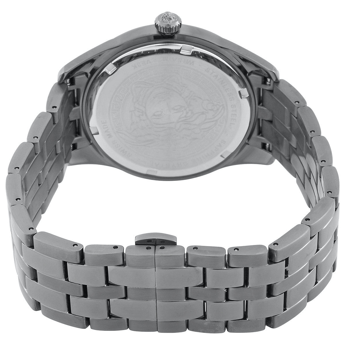  Shop Authentic Versace Greca Time Quartz Black Dial Grey Steel Strap Watch for Men  - VE3K00622 - Luxxuri