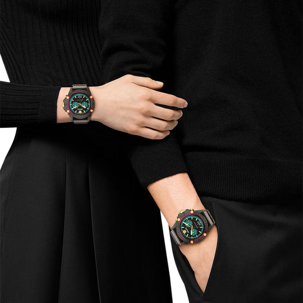  Shop Authentic Versace Icon Active Chronograph Black Dial Black Rubber Strap Unisex Watch - VE8P00224 - Luxxuri