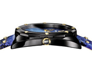  Shop Authentic Versace Shadov Quartz Black Dial Blue Leather Strap Watch for Men - VEBM00418 - Luxxuri