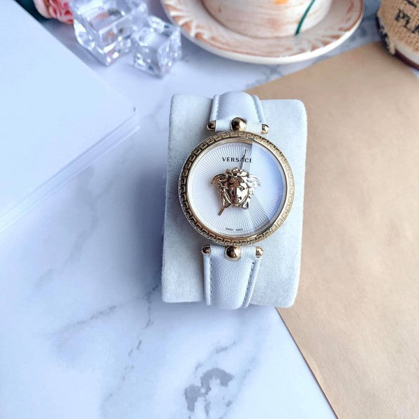  Shop Authentic Versace Palazzo Empire White Dial White Leather Strap Watch for Women - VCO040017 - Luxxuri