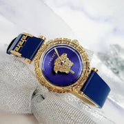  Shop Authentic Versace Palazzo Empire Greca Quartz Blue Dial Blue Leather Strap Watch for Women - VEDV00219 - Luxxuri