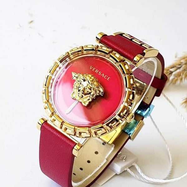  Shop Authentic Versace Palazzo Empire Greca Red Dial Red Leather Strap Watch for Women - VEDV00319 - Luxxuri