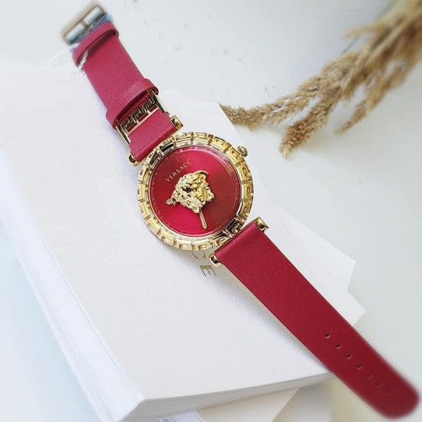  Shop Authentic Versace Palazzo Empire Greca Red Dial Red Leather Strap Watch for Women - VEDV00319 - Luxxuri
