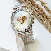  Shop Authentic Versace Palazzo Empire Silver Dial Silver Mesh Bracelet Watch for Women - VEDV00419 - Luxxuri