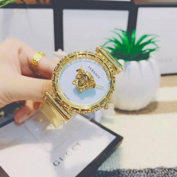  Shop Authentic Versace Palazzo Empire Greca White Dial Gold Mesh Bracelet Watch for Women - VEDV00619 - Luxxuri