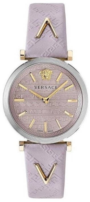  Shop Authentic Versace V-Twist Quartz Purple Dial Purple Leather Strap Watch for Women - VELS00219 - Luxxuri