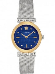  Shop Authentic Versace Meander Blue Dial Silver Mesh Bracelet Watch for Women - VELW00520 - Luxxuri