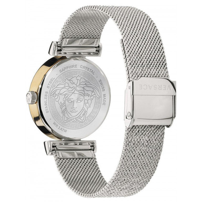  Shop Authentic Versace Meander Blue Dial Silver Mesh Bracelet Watch for Women - VELW00520 - Luxxuri