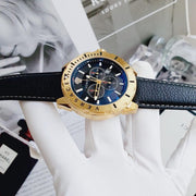  Shop Authentic Versace Casual Chronograph Black Dial Black Leather Strap Watch for Men - VERG003-18 - Luxxuri