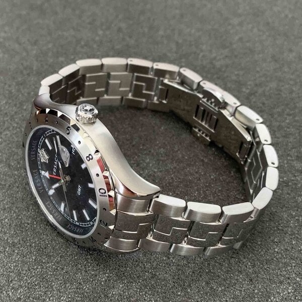  Shop Authentic Versace Hellenyium GMT Black Dial Silver Steel Strap Watch for Men - V11020015 - Luxxuri