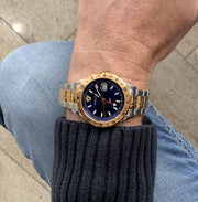  Shop Authentic Versace Hellenyium GMT Blue Dial Two Tone Steel Strap Watch for Men - V11060017 - Luxxuri