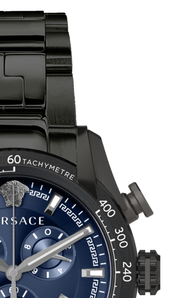  Shop Authentic Versace V-Ray Chronograph Quartz Blue Dial Black Steel Strap Watch For Men - VE2I00521 - Luxxuri