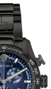  Shop Authentic Versace V-Ray Chronograph Quartz Blue Dial Black Steel Strap Watch For Men - VE2I00521 - Luxxuri