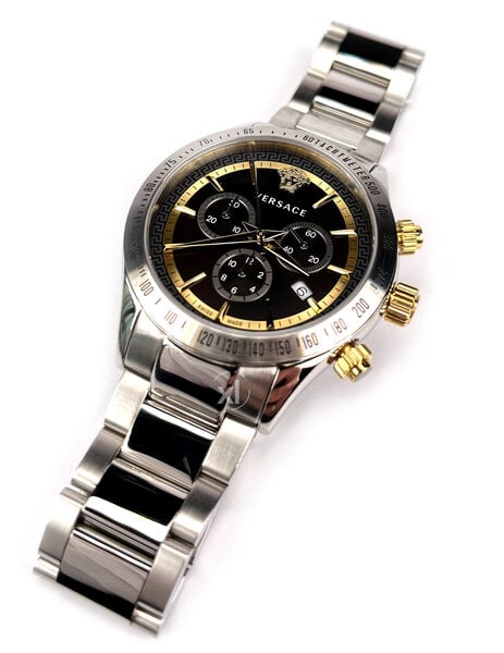  Shop Authentic Versace Classic Chronograph Quartz Black Dial Silver Steel Strap Watch For Men - VEV700419 - Luxxuri