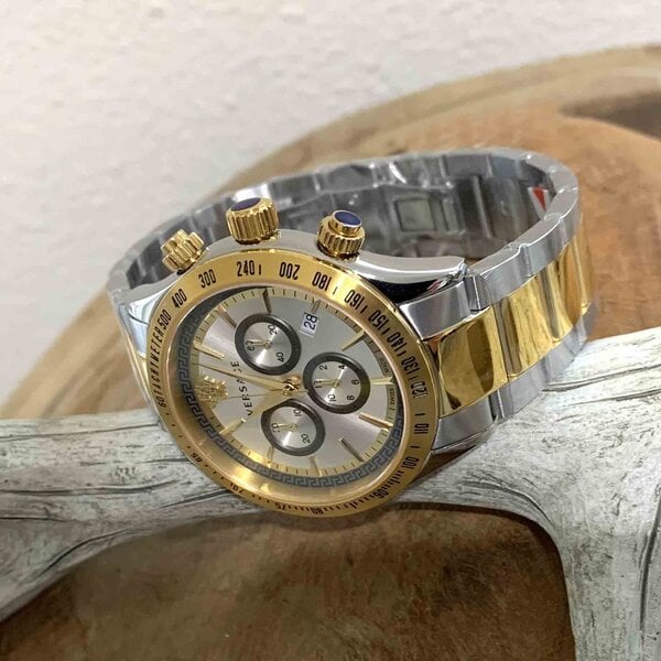  Shop Authentic Versace Classic Chronograph Quartz Silver Dial Two Tone Steel Strap Watch For Men - VEV700519 - Luxxuri