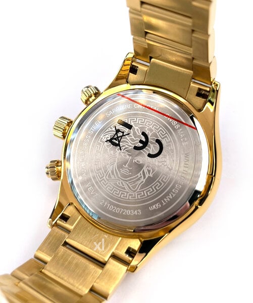  Shop Authentic Versace Classic Chronograph Quartz Blue Dial Gold Steel Strap Watch For Men - VEV700619 - Luxxuri