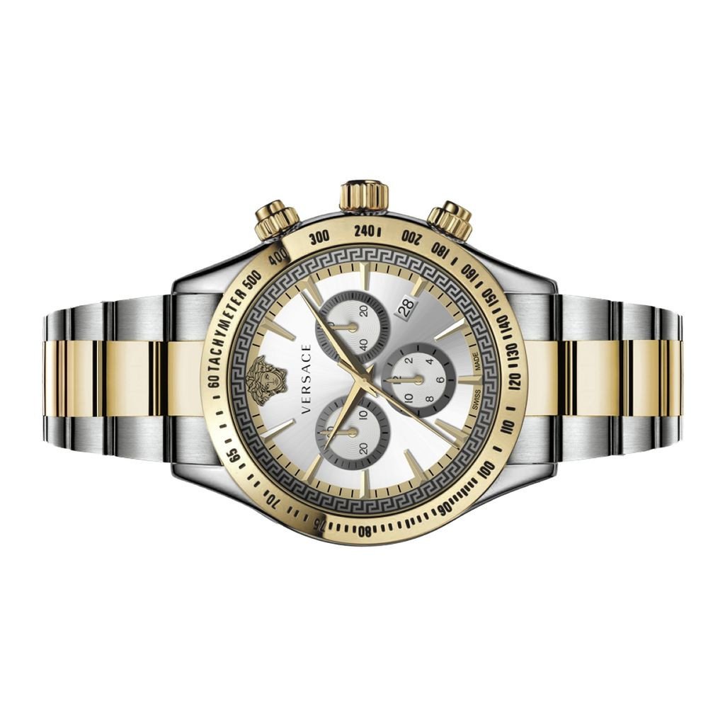  Shop Authentic Versace Classic Chronograph Quartz Silver Dial Two Tone Steel Strap Watch For Men - VEV700519 - Luxxuri