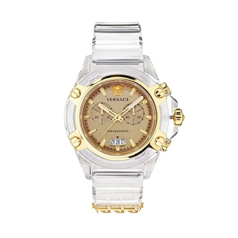  Shop Authentic Versace Icon Active Chronograph Gold Dial White Silicone Strap Watch for Men - VEZ700121 - Luxxuri