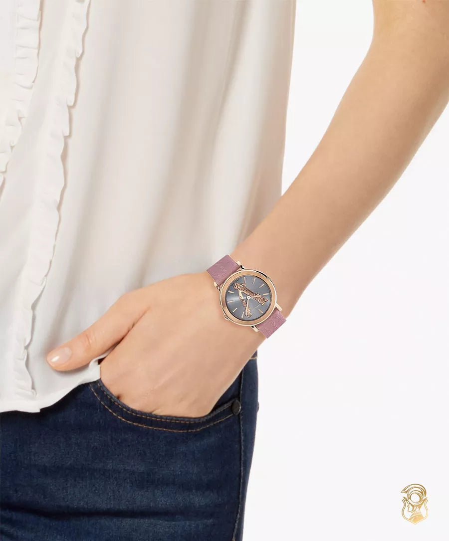  Shop Authentic Versace Virtus Quartz Grey Dial Pink Leather Strap Watch for Women - VEHC00319 - Luxxuri
