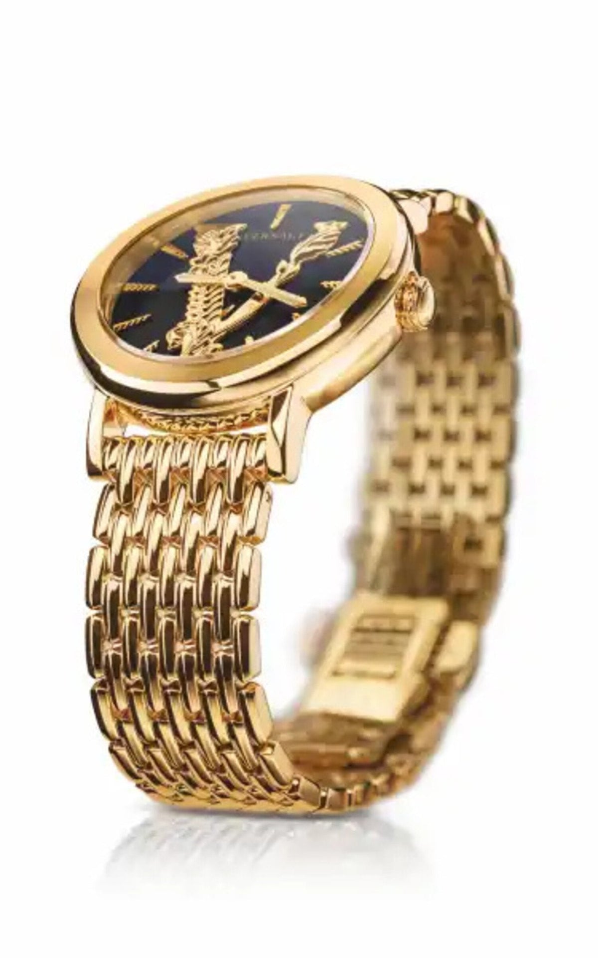  Shop Authentic Versace Virtus Quartz Black Dial Gold Steel Strap Watch for Women - VEHC00619 - Luxxuri