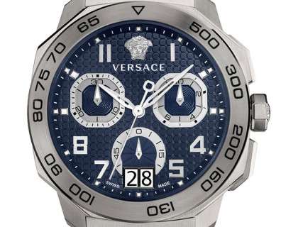  Shop Authentic Versace Dylos Chronograph Blue Dial Silver Steel Strap Watch for Men - VQC090016 - Luxxuri