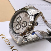  Shop Authentic Versace Classic Chronograph Quartz Silver Dial Two Tone Steel Strap Watch For Men - VEV700519 - Luxxuri