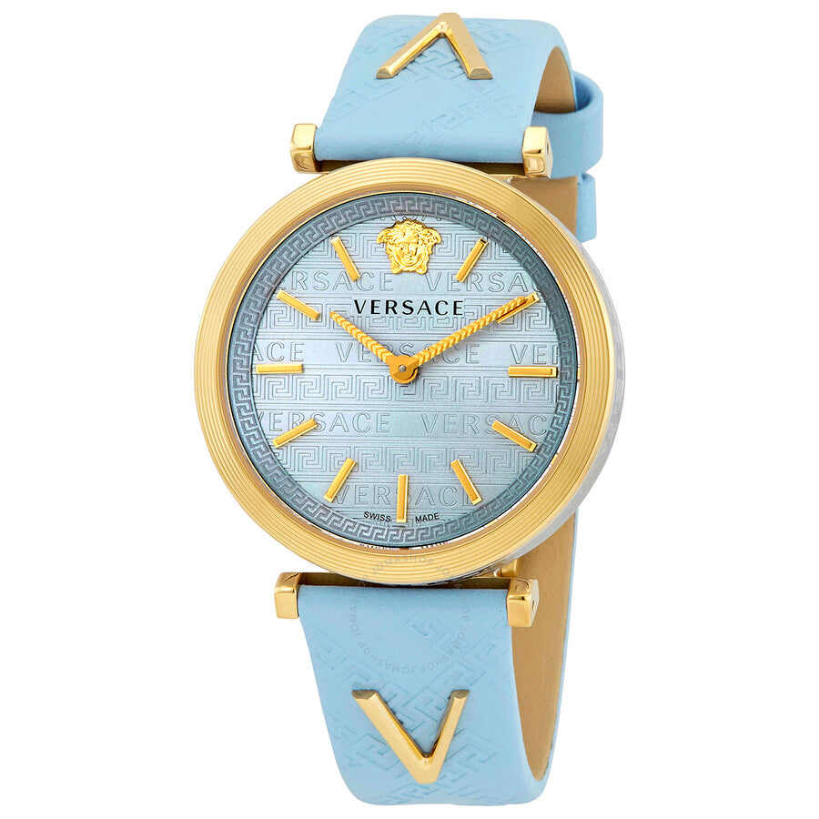  Shop Authentic Versace V-Twist Blue Dial Blue Leather Strap Watch for Women - VELS00319 - Luxxuri