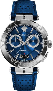  Shop Authentic Versace Aion Chronograph Blue Dial Blue Leather Strap Watch for Men - VE1D01220 - Luxxuri