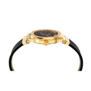  Shop Authentic Versace Greca Black Dial Black Leather Strap Watch for Women - VEVH00320 - Luxxuri
