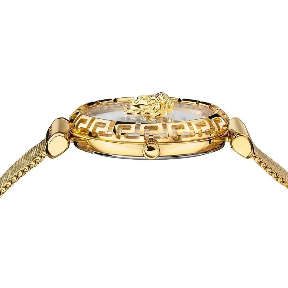  Shop Authentic Versace Palazzo Empire Greca White Dial Gold Mesh Bracelet Watch for Women - VEDV00619 - Luxxuri