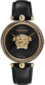  Shop Authentic Versace Palazzo Empire Black Dial Black Leather Strap Watch for Women - VCO020017 - Luxxuri
