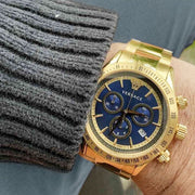  Shop Authentic Versace Classic Chronograph Quartz Blue Dial Gold Steel Strap Watch For Men - VEV700619 - Luxxuri