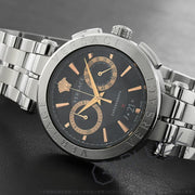  Shop Authentic Versace Aion Chronograph Black Dial Silver Steel Strap Watch For Men - VE1D01019 - Luxxuri