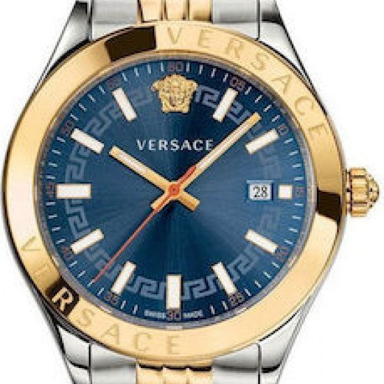  Shop Authentic Versace Hellenyium Quartz Blue Dial Two Tone Steel Strap Watch for Men - VEVK00520 - Luxxuri