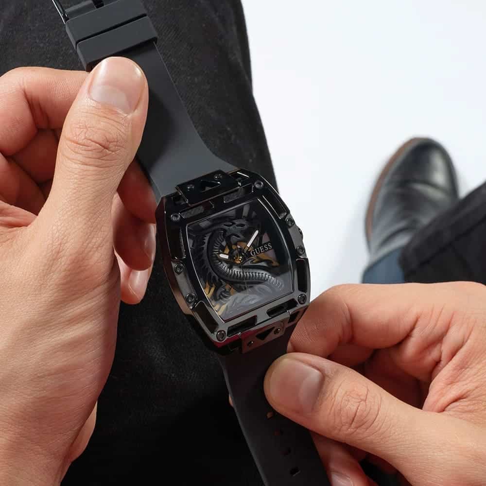  Shop Authentic Guess Legend Analog Black Dial Black Rubber Strap Watch For Men - GW0648G1 - Luxxuri
