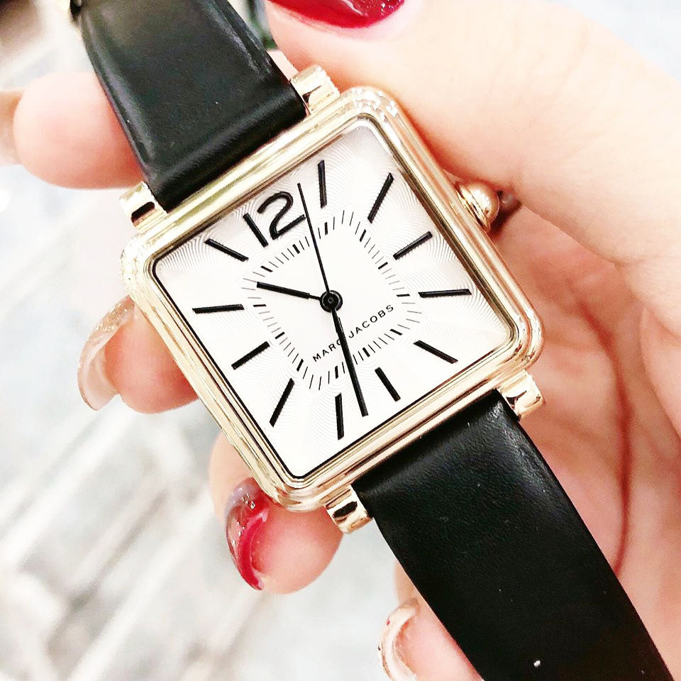  Shop Authentic Marc Jacobs Vic Silver Dial Black Leather Strap Watch for Women - MJ1437 - Luxxuri