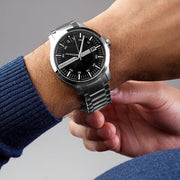  Shop Authentic Armani Exchange Hampton Chronograph Black Dial Silver Steel Strap Watch For Men - AX2103 - Luxxuri
