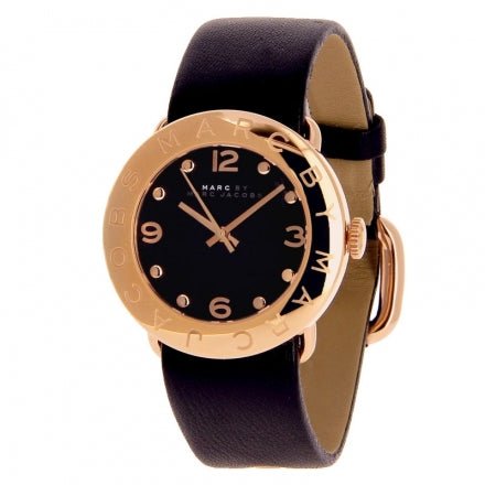  Shop Authentic Marc Jacobs Amy Black Dial Black Leather Strap Watch for Women - MBM1225 - Luxxuri