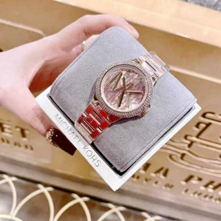  Shop Authentic Michael Kors Camille Three Hand Rose Gold Dial Rose Gold Steel Strap Watch For Women - MK7197 - Luxxuri