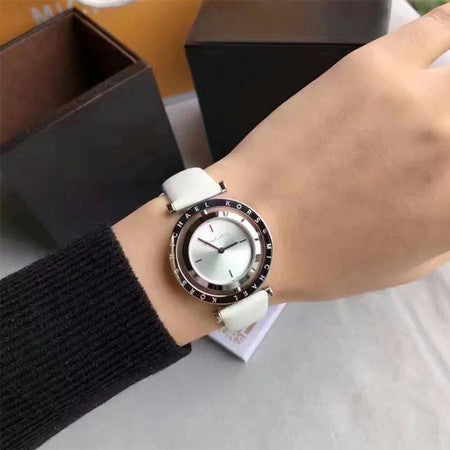  Shop Authentic Michael Kors Averi Silver Dial White Leather Strap Watch for Women - MK2524 - Luxxuri