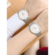  Shop Authentic Calvin Klein Minimal White Dial Silver Mesh Bracelet Watch for Men - K3M51152 - Luxxuri