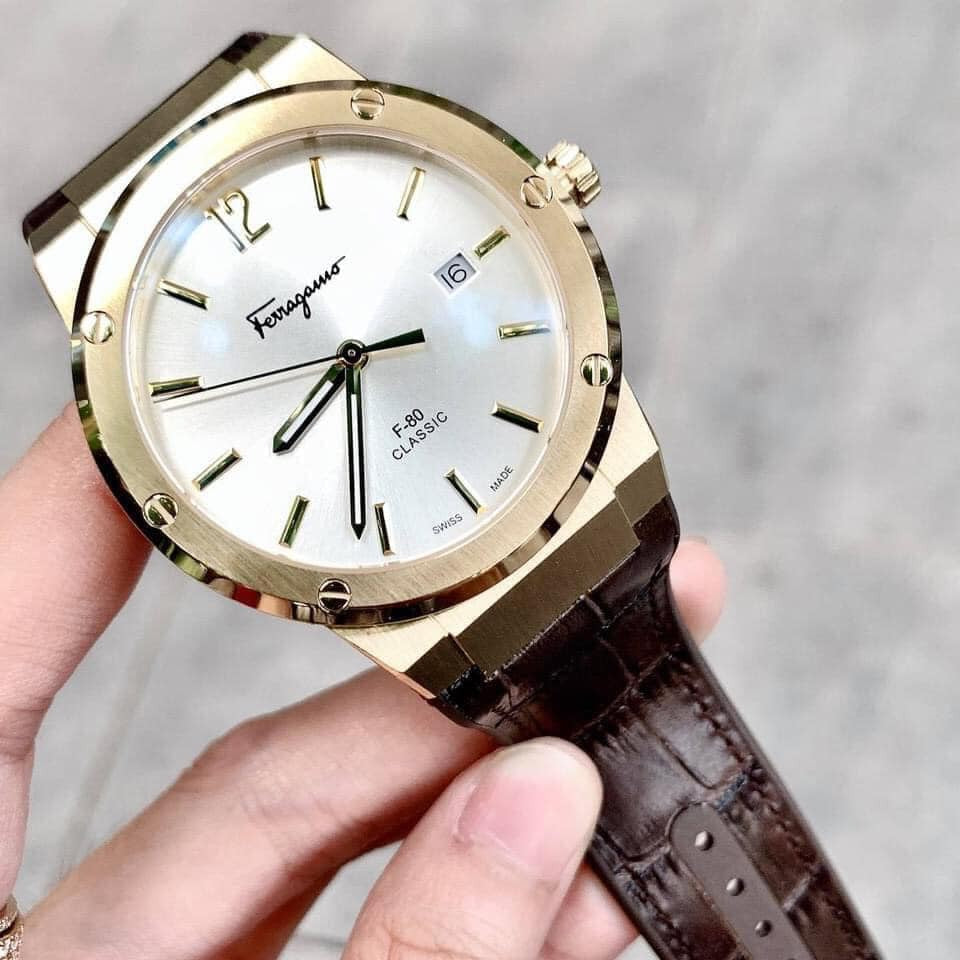  Shop Authentic Salvatore Ferragamo F-80 Classic Silver Dial Brown Leather Strap Watch for Men - SFDT00419 - Luxxuri