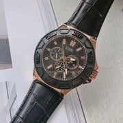  Shop Authentic Guess Force Analog Black Dial Black Leather Strap Watch For Men - W0674G6 - Luxxuri