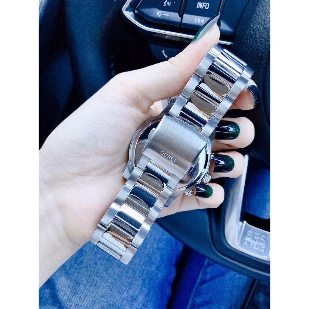  Shop Authentic Guess Exec Quartz Silver Dial Silver Steel Strap Watch for Men - W0075G3 - Luxxuri