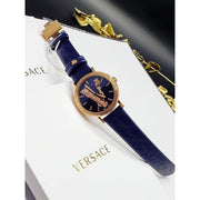  Shop Authentic Versace Virtus Quartz Blue Dial Blue Leather Strap Watch for Women - VEHC00419 - Luxxuri