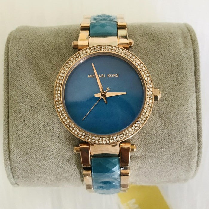  Shop Authentic Michael Kors Parker Blue Mother of Pearl Dial Two Tone Steel Strap  Watch for Women - MK6491 - Luxxuri