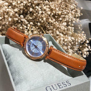  Shop Authentic Guess Park Avenue Blue Dial Brown Leather Strap Watch for Women - W0838L2 - Luxxuri