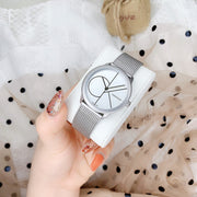  Shop Authentic Calvin Klein Minimal White Dial Silver Mesh Bracelet Watch for Women - K3M5215X - Luxxuri