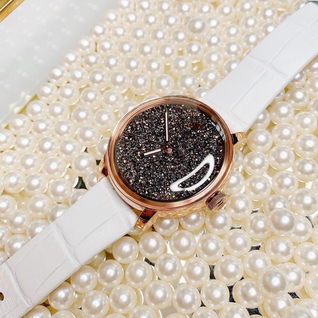  Shop Authentic Swarovski Crystalline Hours Quartz Grey Dial Black Leather Strap Watch for Women - 5344635 - Luxxuri